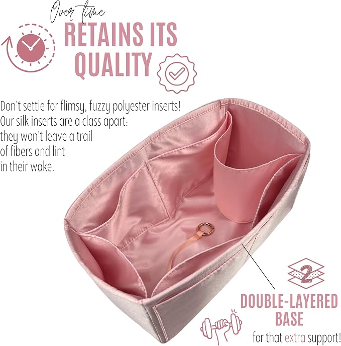 Divitize Premium Purse Organizer compatible with Lv Neverfull Bag Organizer - Handmade Silk Purse Insert, Perfect Fit for BB/PM/MM/GM Tote (Cream, For Neverf. BB) - Image 6