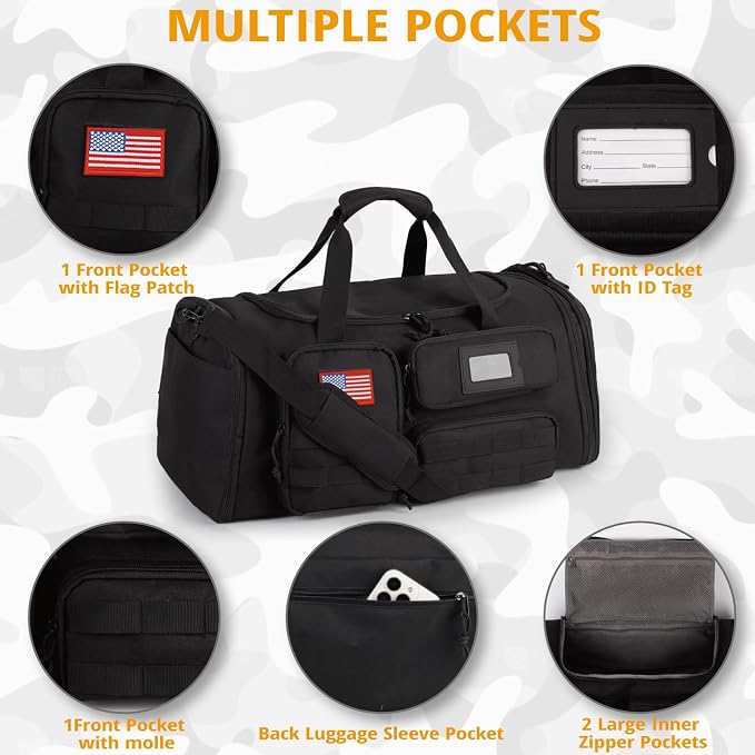Expandable Gym Bag For Men,Tactical Large 3 in 1 Sports Duffle Bag With Shoes Compartment,Water Resistant Sports Gym Tote Bags Multi-functional Weekend Travel Backpack Overnight Bag - Image 4