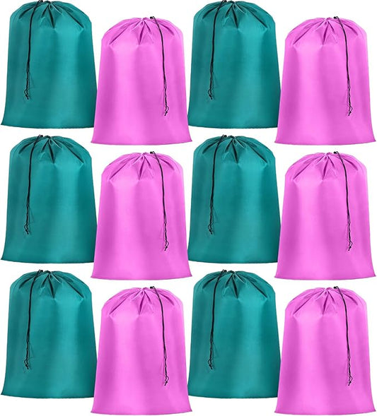 Woanger 12 Pack 28 x 45 Inch Extra Large Laundry Bags Bulk, Cute Colors | Washable Travel Laundry Bag with Drawstring Closure Large Dirty Clothes Organizer for College Dorm Home Hotel Camping by Woanger