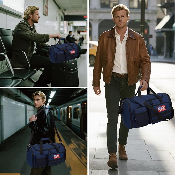 Tactical Duffle Bag For Travel Expandable 52L Large Duffle Bag For Men Gym Duffel With Wet Pocket Multi-Functional Carry On Bags Weekender Overnight Bag Organizer Duffel Bag For Travel - Image 2