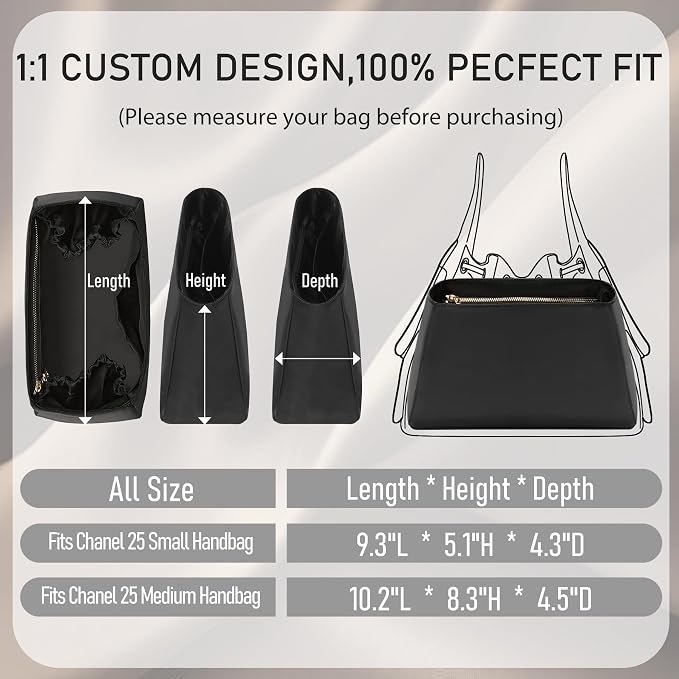 Doxo Medium Bag Insert, Lightweight Nylon Purse Organizer Insert for Bag, Scratch-Proof Shape Retaining Handbag Inside Organizer with Elastic & Zipper Pocket for Luxury Bag(Medium) - Image 2