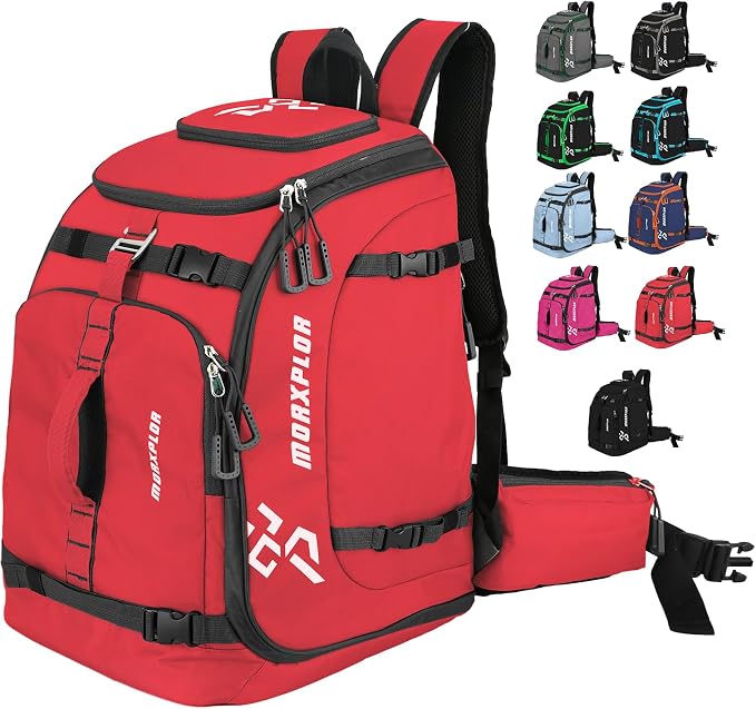 MORXPLOR Ski Boot Bag - 65L Padded, Waterproof Ski Travel Backpack for Gear & Accessories by MORXPLOR