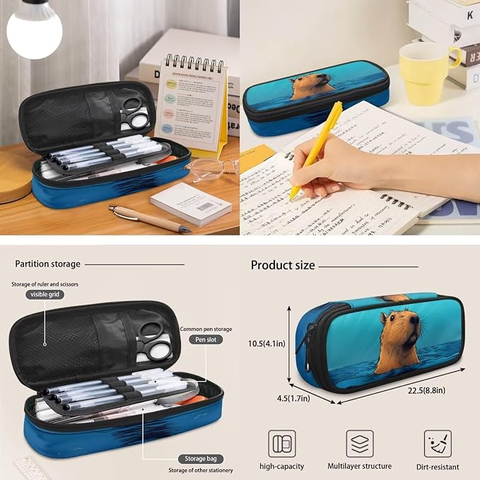 Cute Capybara Kids Backpack 3 Piece Set with Insulated Lunch Bag Pencil Case Lightweight Waterproof School Bag Back to School Supplies for Elementary Kindergarten Boys Girls, 17'' 25L - Image 5