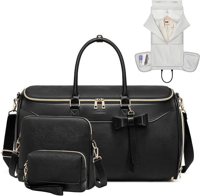 Garment Bags for Travel,45L Carry on Convertible Garment Duffle bag for Men Women - 3 in 1 Hanging Suit Travel Bag with Shoulder Strap (Black-A) by Moulyan