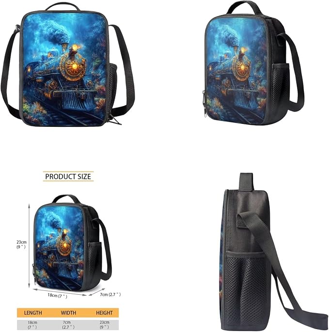 Train Backpack for Boys Kids Backpack with Lunch Box Water Bottle Holder and Soft Pencil Pouch 4PCS Set Lightweight Bookbag with Front Pocket 17 inch Large Capacity Elementary School Bag - Image 4