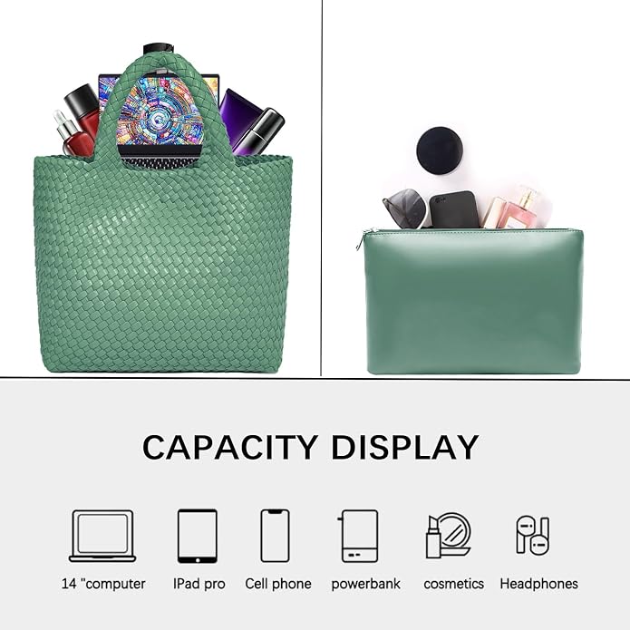 JINMANXUE Fashion Woven Bag Shopper Bag Travel Handbags and Purses Women Tote Bag Large Capacity Shoulder Bags - Image 5