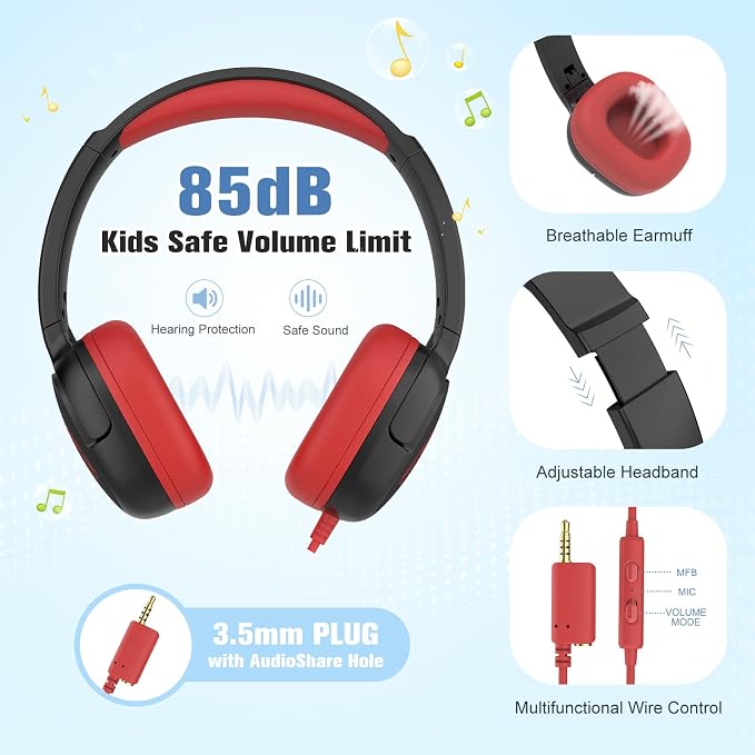 Bevalsa Backpack for Boys, School Bags for Kids with 3.5mm Jack Wired Headphones, Lunch Box & Pencil Case, Gamer Backpack for Kids Children Teens for Elementary Middle School Student (Red Lightning) - Image 3