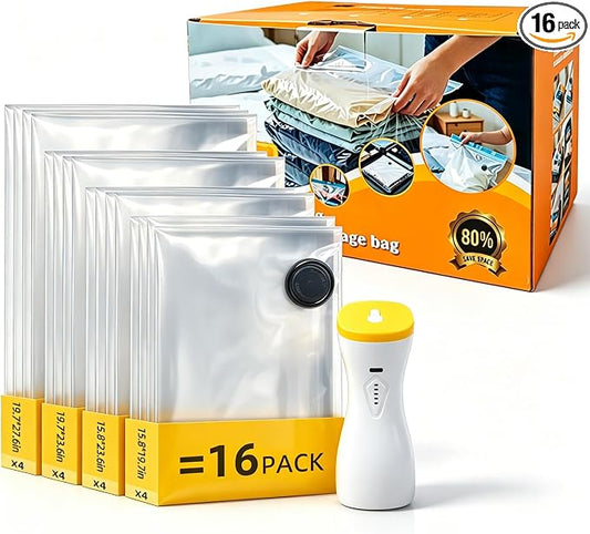16 Pack Vacuum Bags for Travel with pump Vacuum Storage bags for clothing by Unknown