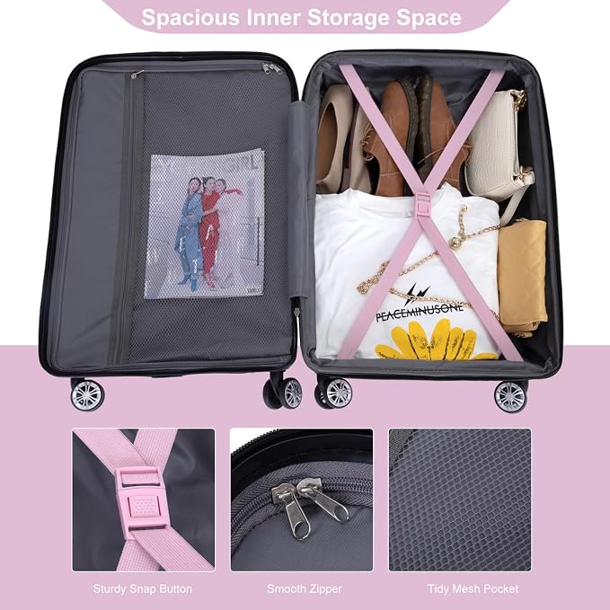 Travelhouse Hardside 3-piece Luggage Set, PC suitcases with Spinner Wheel | Double Spinner Wheels,TSA Lock, Underseat Waterproof Duffel Bag - Image 6