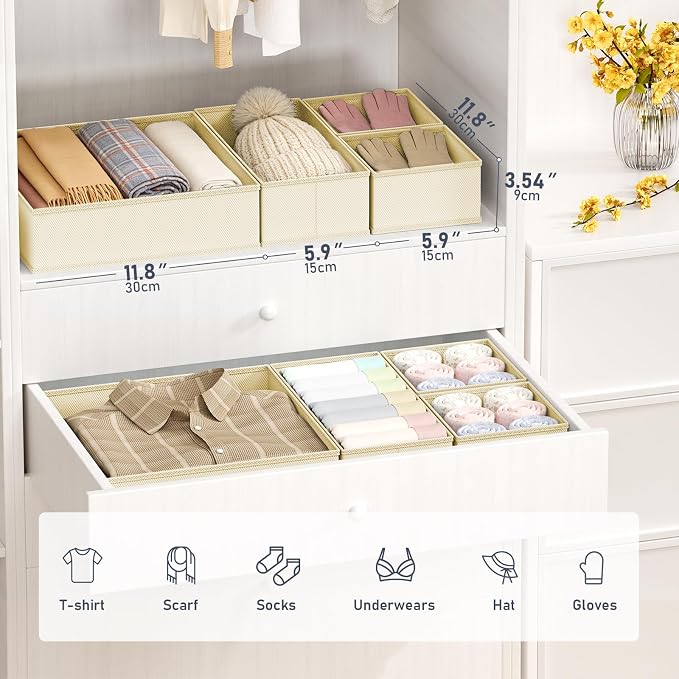 DIMJ Drawer Organizer Clothes - 30 Pack Closet Drawer Organizer Bins for Baby Clothes Storage, Fabric Dresser Organizer for Nursery Bedroom, Foldable Small Drawer Dividers for Underwear Socks - Image 2