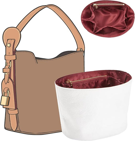 Doxo DupontPaper LV All In GM Purse Organizer Insert, Storage Pouch Compatible with LV All In GM Bucket Bag with Zipper, Lightweight Water-Resistant Shaper Divider with Multiple Compartments by Doxo