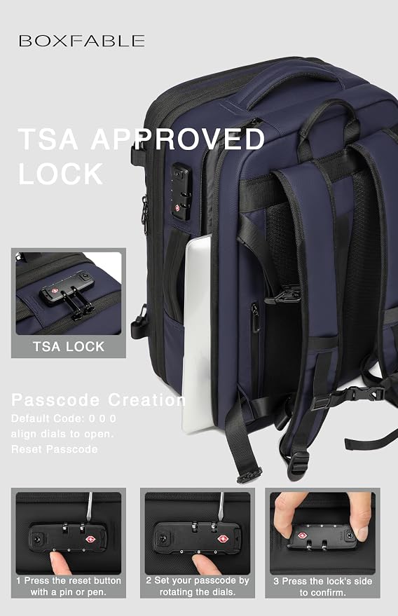 Vacuum Seal Travel Backpack 45L with Pump - Expandable Air Compression System, Water-Resistant Business TSA Lock, Laptop Backpack, Carry-On Suitcase Luggage, Gifts for Men - Image 9