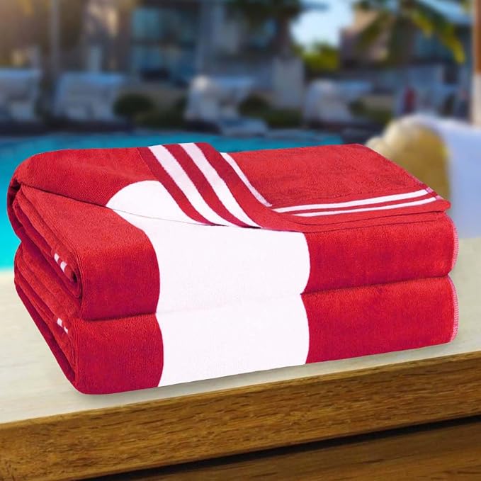 Superior Oversized Beach Towel, Red (Set of 2) - Image 4