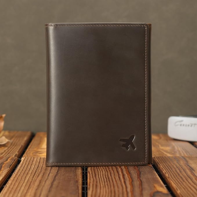 Polare Full Grain Leather Pilot Wallet Passport Holder RFID Blocking Tri-fold Travel Cover Document Organizer for Aviation Professionals - Image 8