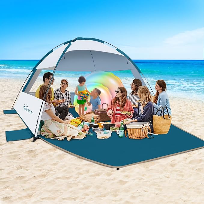 COMMOUDS Beach Tent Sun Shelter for 3/4/6/8 Person, UPF 50+ UV Protection Beach Shade Canopy Tent, Lightweight, Easy Set Up and Carry - Image 6