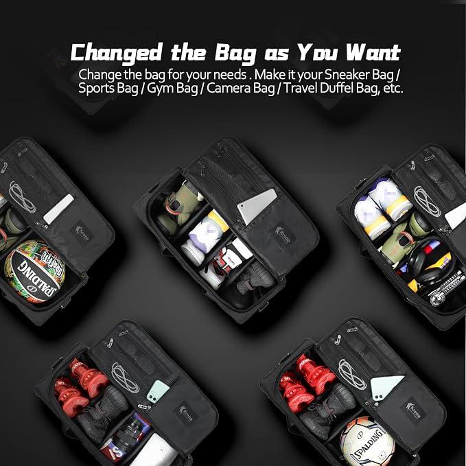 Sneaker Bag for Travel/Sneakerhead gift/Outdoor Sports Bag/Gym Bag /, A Multi-functional Travel Duffel Bag with 3 Adjustable Dividers, & Shoulder Strap,Made of Nylon, by Krone Kalpasmos-classic - Image 4