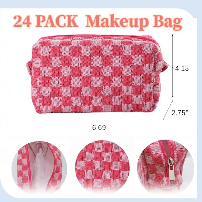 24 PACK Makeup Bags-Bulk Graduation Gifts Bridesmaid Proposal Gifts Makeup Pouch for Wedding Party Favors Bachelorette Party Decorations Toiletry Organizer Bag Cosmetic Case(Pink) - Image 2