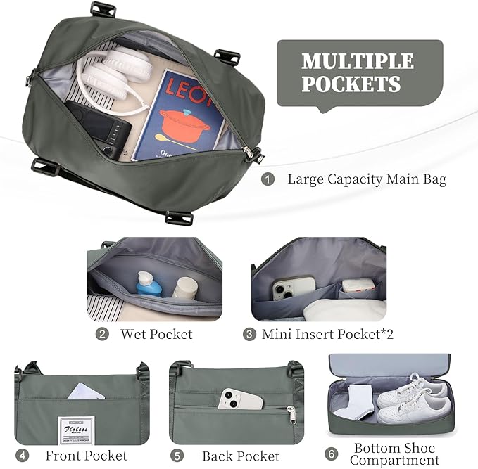 Weekender Bags for Women, Carry-On Overnight Travel Duffel Bag | Travel Bag with Shoes Compartment & Toiletry Bag, Extra Large - Image 7
