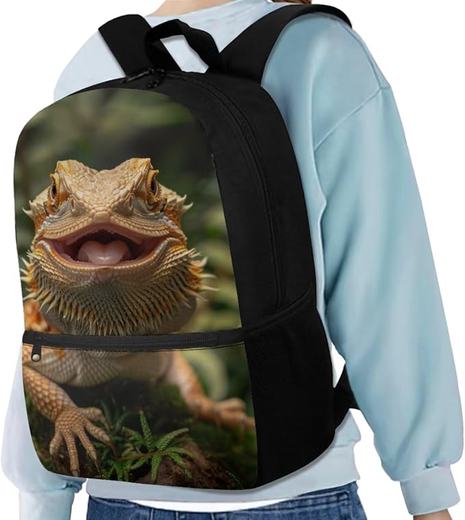 Dragon Lizard Backpack for Kids Boys Backpack with Lunch Box Water Bottle Carrier and Soft Pencil Case 4PCS Set Bookbag with Front Pocket 17 inch Lightweight School Bag Kids School Essentials - Image 2