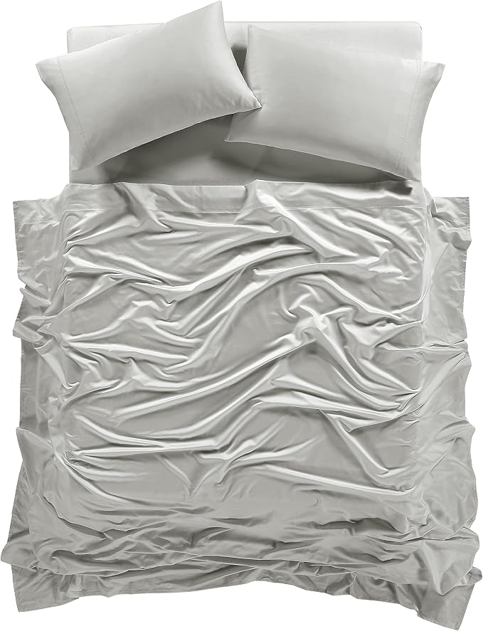 100 Supima Cotton Sheets 600 Thread Count,Bed Sheet Set Queen Sheets 4 Pieces,Soft & Silky Sateen Weave, Fits Mattress Up to 18'',Deep Pocket, Breathable & Fade Resistant(Silver Grey,Queen) - Image 3