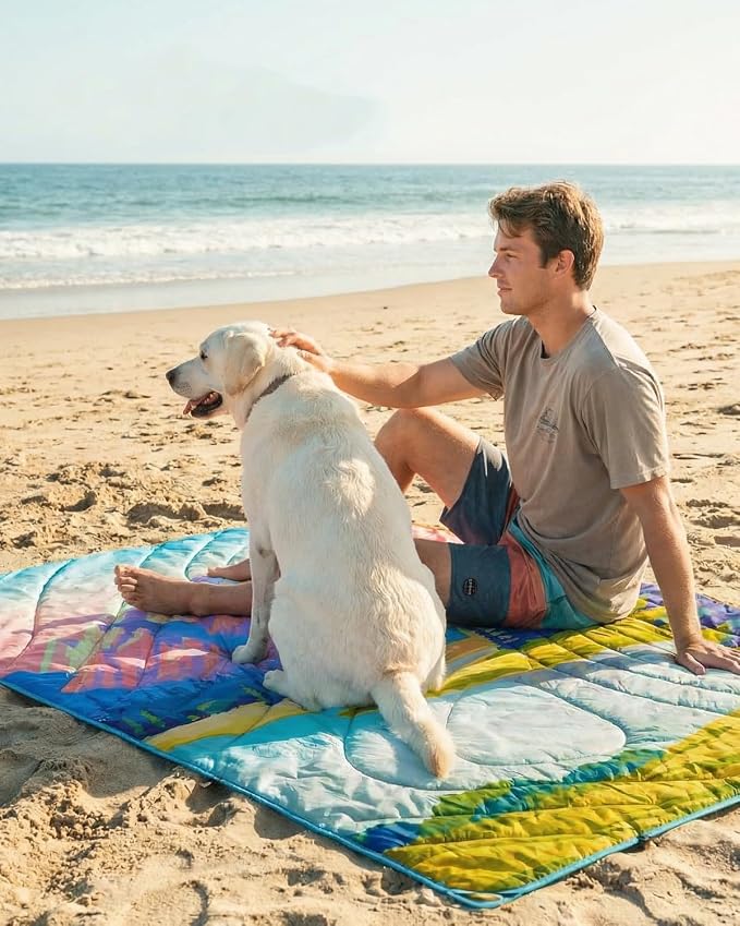 Gonex Camping Blanket with Aero-Warmth Breathable Layer - Puffy Printed Packable Blanket, Ultralight Wearable Water-Resistant Quilt, 79" X 55" for Camping, Beach, Hiking, Travel, Picnics (Landscape) - Image 7