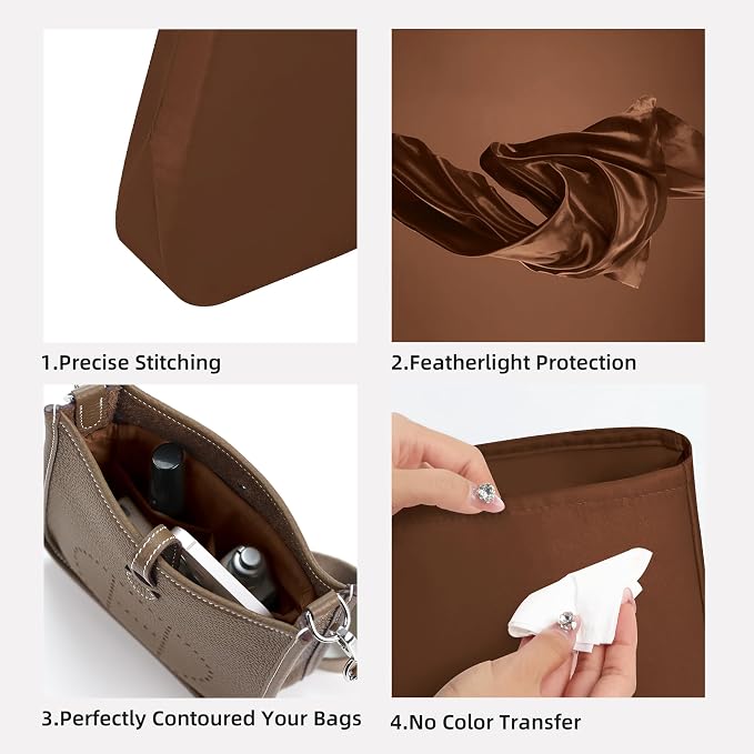 DGAZ Silky Purse Organizer Insert Fits Evelyne TPM/PM/GM/TGM Bags, Luxury Handbag & Tote Organizer, Simplicity bag organizer（Gold,GM） | Soft and Lightweight,Perfect Fit,Multi-pocket Storage,Bag Protector,Luxury Bag Care,Handmade,for Smooth Bag Organizer - Image 3