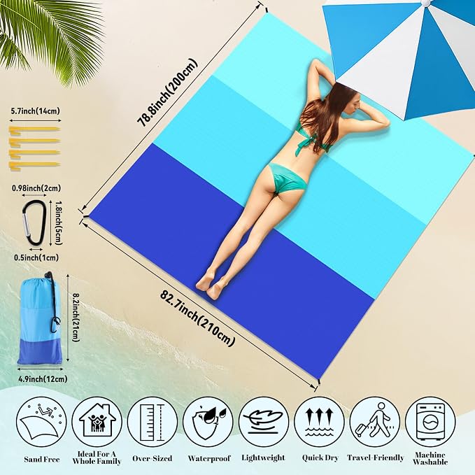 Beferr Mothers Day Beach Gifts Basket for Women, 79" X 83" Beach Blanket Waterproof Sandproof, Beach Mesh Tote Bags, Birthday Baskets for Her Wife Mom Sister Grandma Friend - Image 4