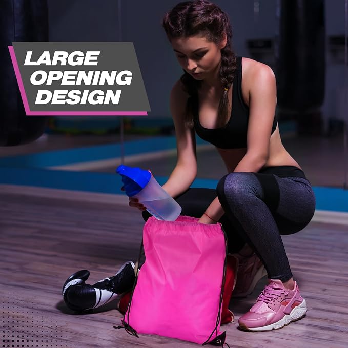 Shappy Drawstring Backpack Bulk Sports Gym Cinch Bag Polyester String Bag for Men Women(10 Colors,60 Pcs) - Image 4