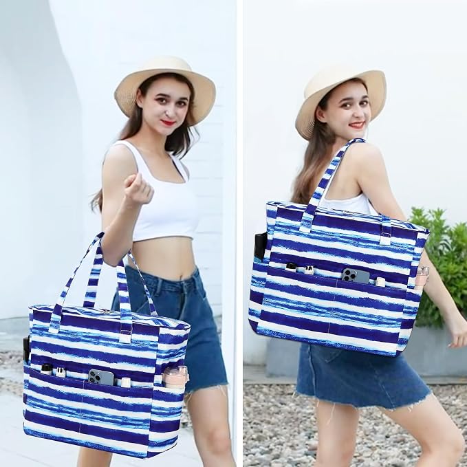 Bluboon Waterproof Beach Tote Pool Bags for Women Ladies Extra Large Carry On Bag With Wet Compartment for Weekender Travel - Image 2