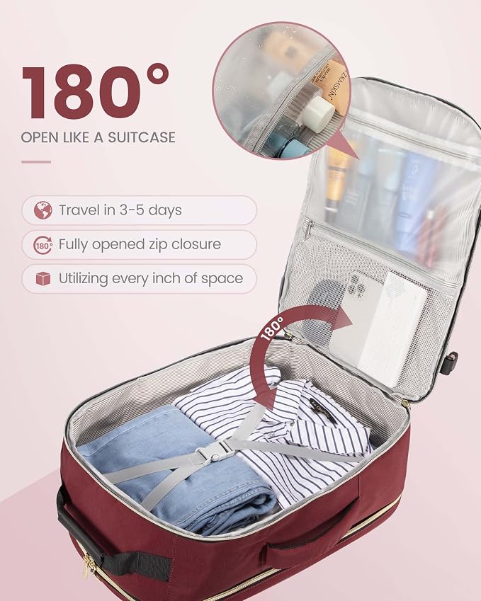 LOVEVOOK 40L Travel Backpack Flight Approved Carry on Backpack,3 Packing Cubes,Waterproof Personal Item Travel Bag,TSA Carry on Luggage Suitcase Travel Essentials,Gifts for Women & Men,fits 17" Laptop - Image 2