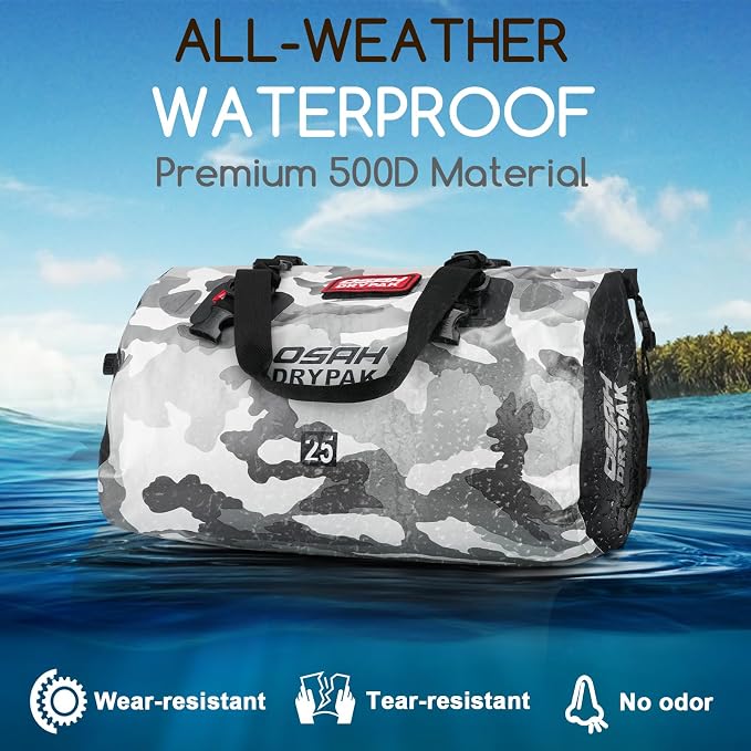 OSAH DRYPAK Waterproof Duffel Bag - Motorcycle Dry Bag Tail Bag with Large Storage Space, Waterproof Luggage Duffle Bags with Outer Mesh Zipper Pocket for Camping, Kayaking, Fishing & Traveling - Image 4