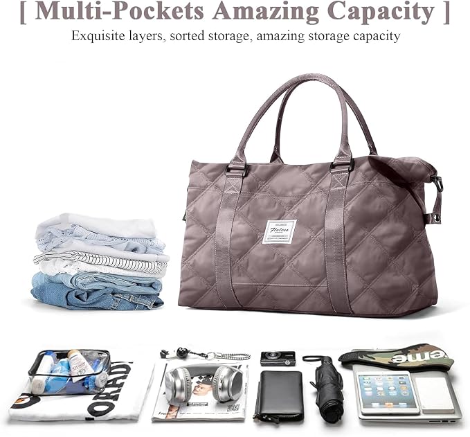 Travel Duffel Bag, Carry On Overnight Weekender Bags for Women | Travel Bag with Wet Pocket & Trolley Sleeve, For Spirit Airlines 18x14x8 Personal Item Bag - Image 2