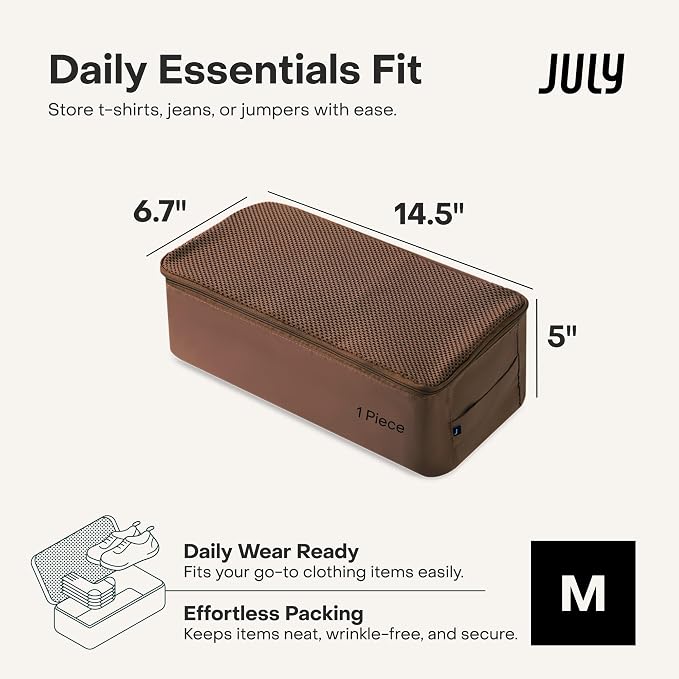 July Packing Cells - 4 Set Packing Cubes Luggage Organizer Bags (S, M, 2 x L), Must-Have Suitcase Organizer for Travel, Road Trip & Camping Accessories, Stain-proof, Washable, 3 Sizes - Dark Brown - Image 4
