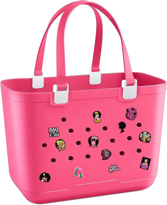 X-Large Rubber Beach Tote Bag, 18.9 "L x 9.4 "W x 13.8 "H Waterproof EVA Beach Totes with Zipper Pocket by HISANDUK