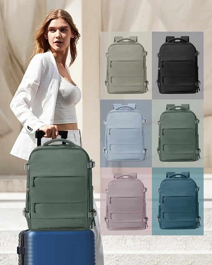 coowoz Large Travel Backpack Carry On for Women Man Waterproof Gym Backpacks Mochila de Viaje Teacher Travel Bag Essentials Personal Item Backpack Rucksack Airplane Accessories Must Haves Olive Green - Image 7