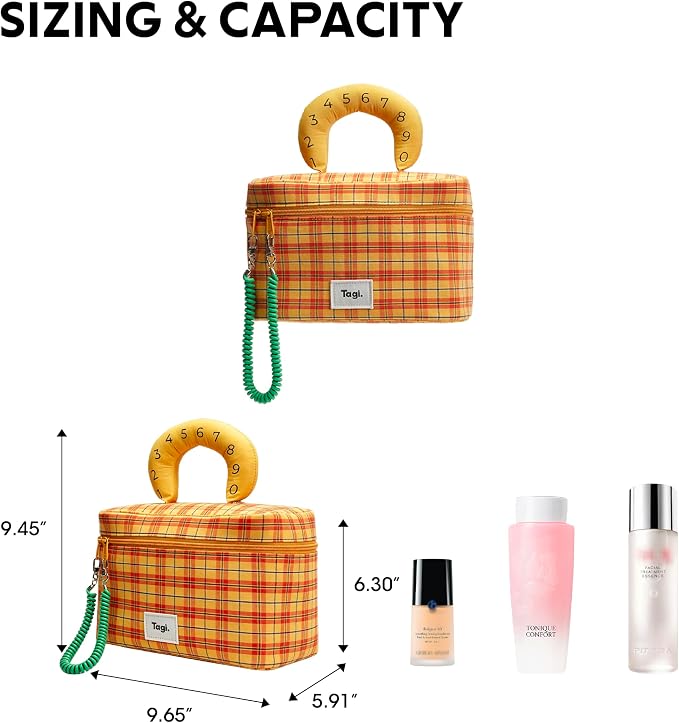 Tagi. Callme Hotdog Large Capacity Travel Makeup Bag, Waterproof Polyester Cosmetic Bag for Women, Wide-Open Flat Pouch for Toiletry & Travel, Portable Organizer with Handle & Dividers - Image 3