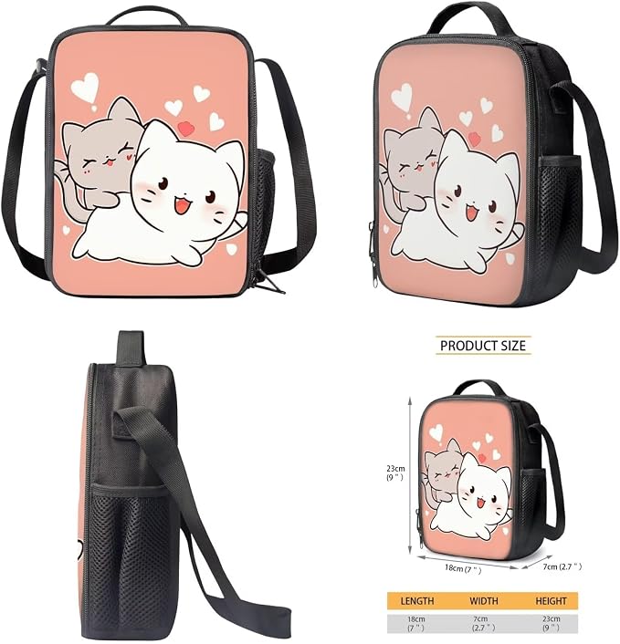 Cat Backpack with A Lunch Box for Girls Third-Grade Cute Bookbag for Girls 8-12/10-12/6-8 Elementary School Book Bag Lunchbox Set Kids Schoolbag Lunchbag Pencil Case Water Bottle Holder - Image 5