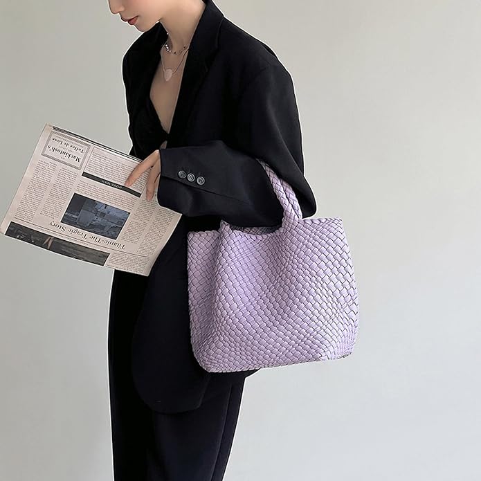 JINMANXUE Fashion Woven Bag Shopper Bag Travel Handbags and Purses Women Tote Bag Large Capacity Shoulder Bags - Image 2