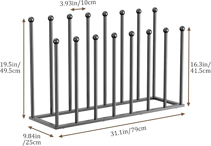 pickpiff Free Standing Shoe Racks - 19.5 Inch Black Metal Boot Rack Organizer Tall Boots for Dorm Room, Closet, Entryway, Bedroom, Patio Outdoor, Hallway, Black, Shoe Storage Fit for 8 Pairs - Image 6