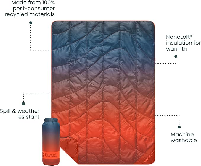 Rumpl Travel Puffy Blanket, Ultra-Packable Travel-Size Warmth and Comfort, Volcanic Fade - Image 3