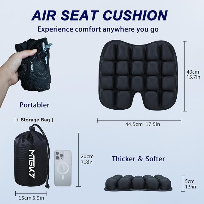 Upgrade Travel Seat Cushion for Airplane,Portable&Adjustable Air Seat Cushion,Coccyx Tailbone Pain Relief Chair Pad,Inflatable Cushion for Wheelchair, Travel,Driving,Office Work (Butterfly) - Image 7