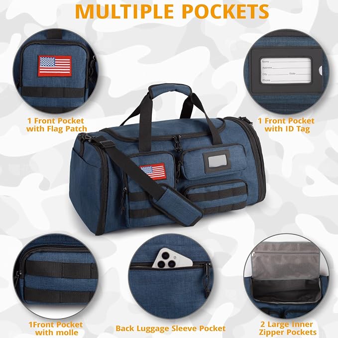 Expandable Gym Bag For Men,Tactical Large 3 in 1 Sports Duffle Bag With Shoes Compartment,Water Resistant Sports Gym Tote Bags Multi-functional Weekend Travel Backpack Overnight Bag - Image 4