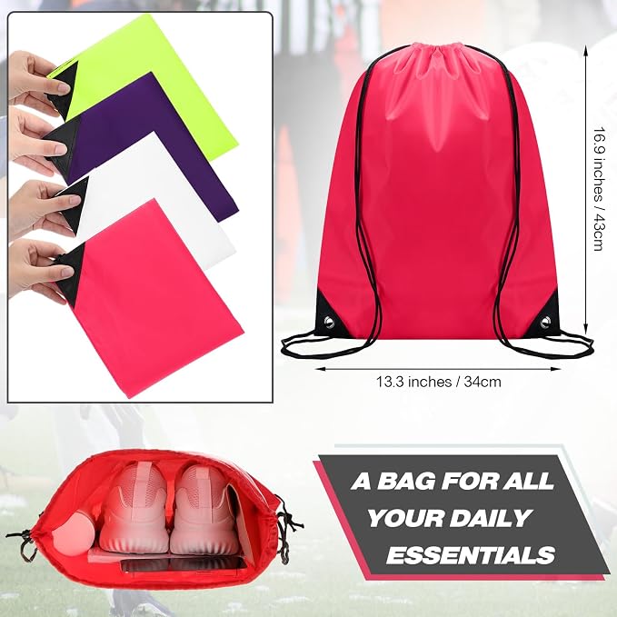 Shappy Drawstring Backpack Bulk Sports Gym Cinch Bag Polyester String Bag for Men Women(20 Colors,400 Pcs) - Image 2