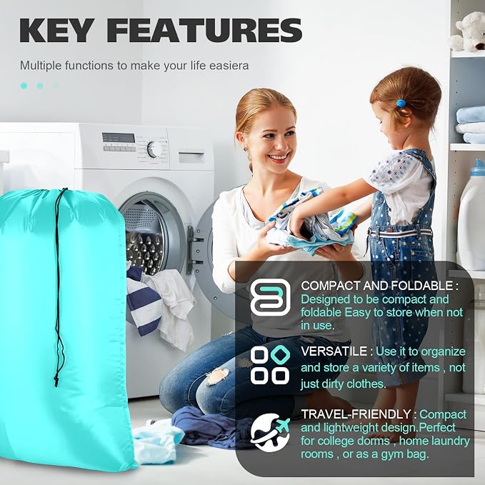 Aliceset 36 Pieces Large Travel Laundry Bags 29 x 40 Inch Machine Washable Dirty Clothes Organizer with Drawstring Heavy Duty Durable Storage Bags Laundry Accessory for Basket Hamper College Dorm - Image 5