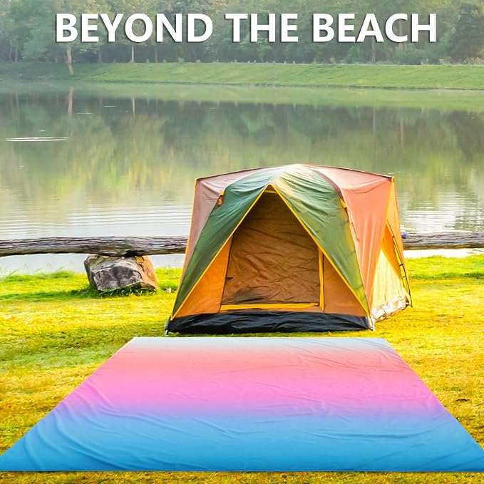 WIWIGO Beach Blanket Waterproof Sandproof Beach Mat 79" X 83"/10'x9'for 2-8 Adults Quick Drying Outdoor Picnic Mat Beach Accessories for Travel, Camping, Hiking - Image 5