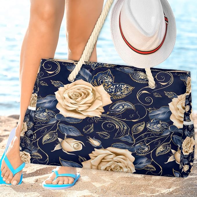 Large Beach Bag with Zipper Beach Bags for Women Water Resistant Swim Pool Bag - Image 7
