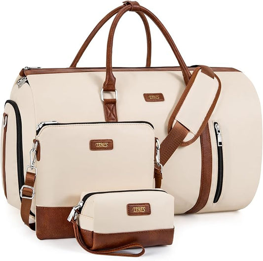 Convertible 2-in-1 Garment Bags for Travel, 50L Carry On Garment Duffle Bag With Shoe Compartment Large Weekender Bag for Women Men Hanging Suitcase Suit Travel Duffel Overnight Bags 4pcs Set by TIBES