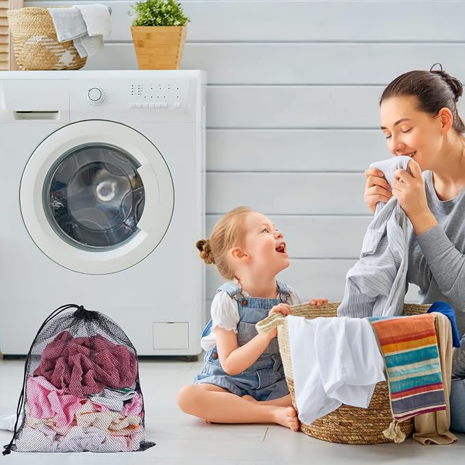 13"X15.5" 24Pcs Mesh Laundry Drawstring Bag Nylon Drawstring Gym Bag with Cord Lock Closure - Image 5