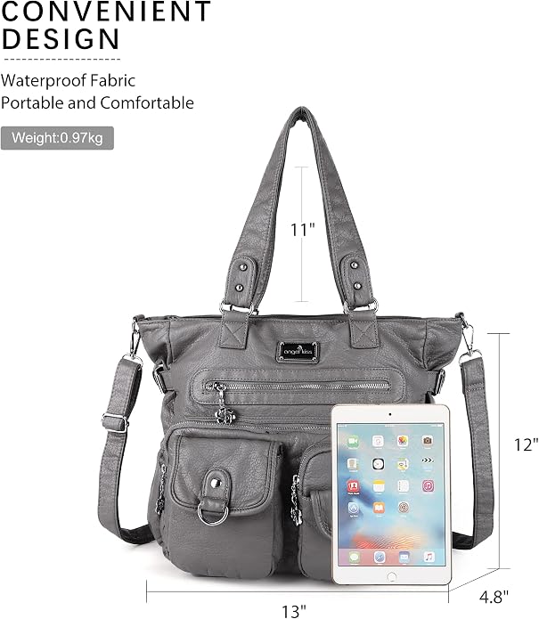 Angelkiss Purses Handbags for Women PU Tote Satchel Bags for Women Pockets Shoulder Bags… | PU - Image 3