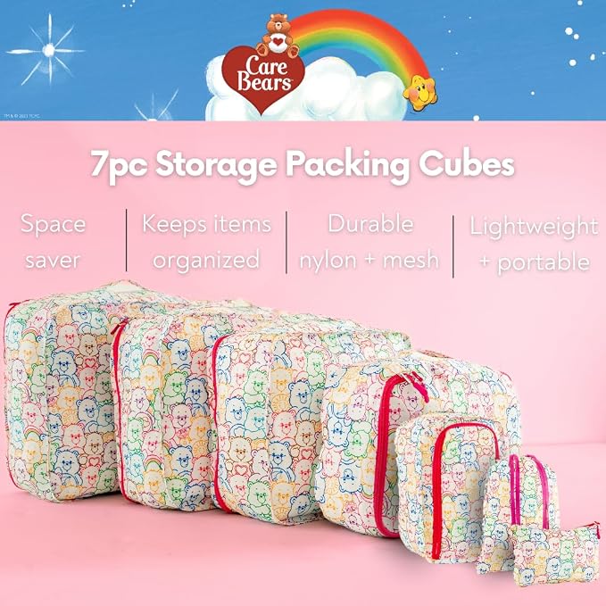 Care Bears Beauty 7 Piece Soft Storage Organization Packing Cubes Travel Set (Officially Licensed Product) By Franco Collectibles - Image 3